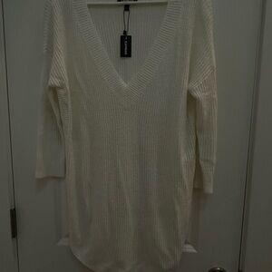 Express White Knit Sweater Dress